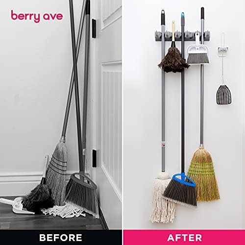 Berry Ave Broom Holder & Wall Mount Garden Tool Organizer- Kitchen, Garage & - Image 5
