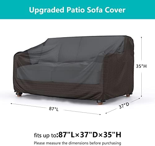 3-Seater Waterproof Outdoor Couch Cover 87"L×37"D×35"H Black - Image 2