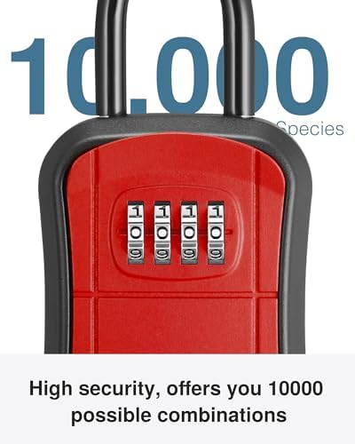 Puroma Key Lock Box Outdoor 4 Digit Code Combination Lockbox House, 1 Red - Image 3