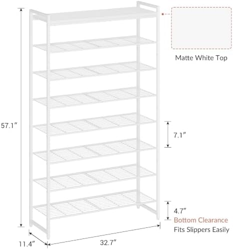 8 Tier Shoe Rack Organizer for 32-40 Pairs, Tall Metal Shoe Storage Shelf - Image 3