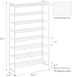 8 Tier Shoe Rack Organizer for 32-40 Pairs, Tall Metal Shoe Storage Shelf - Image 3