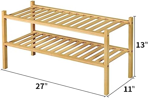 ROMGUAR CRAFT 2 Tier Bamboo Shoe Rack - Image 3
