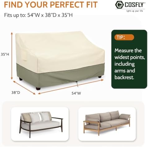 COSFLY Outdoor Furniture Patio Sofa Covers Waterproof, Outside Loveseat Covers - Image 2