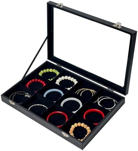 Black 12 Grid Jewelry Organizer Display Box by GISK