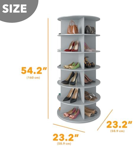 SpaceAid 6 Tier Rotating Shoe Rack Tower, Spinning Shoe Display Lazy Susan - Image 2