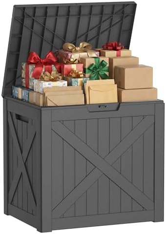 40 Gal Outdoor Storage Box Waterproof Lockable Deck Boxes Black by ASKPASS