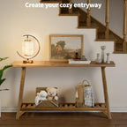 54" Solid Wood Console Table, 2-Tier Farmhouse Entryway Tables Behind Couch - Image 4