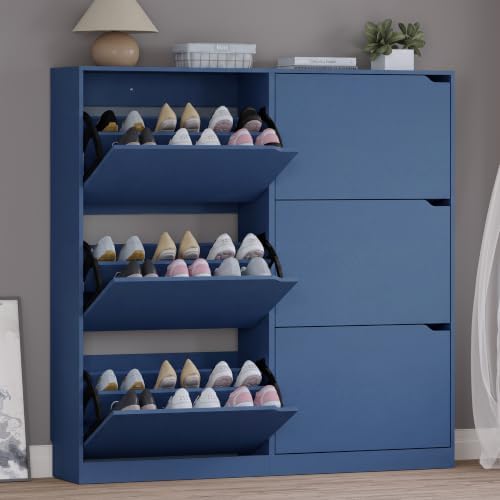 BORNOON Shoe Cabinet with 6 Flip Drawers, Slim Narrow Shoe Storage Cabinet by BORNOON