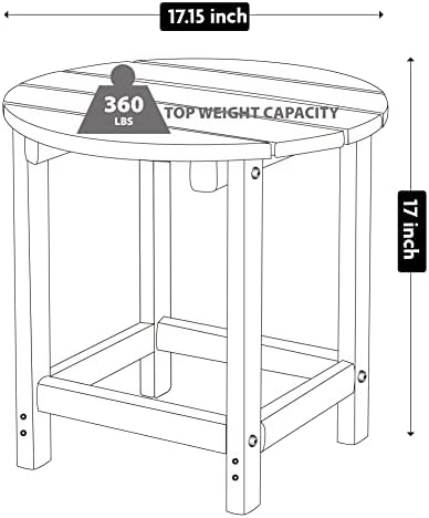 LZRS Round Adirondack Patio Side Table End Table, Outdoor Side Tables - Image 3