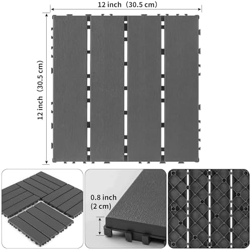 44 Pack Plastic Interlocking Decking Tiles, 12x12 Inch Waterproof Outdoor Floor - Image 2