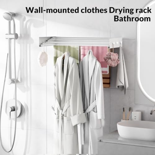 Foldable Wall-Mounted Clothes Drying Rack, 31.5 Inches, Holds up to 60 lbs - Image 5