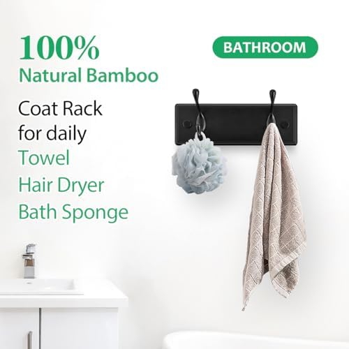 Badiano Heavy Duty Wooden Coat Rack, Wall-Mounted Organizer, 9 Inch - Image 5
