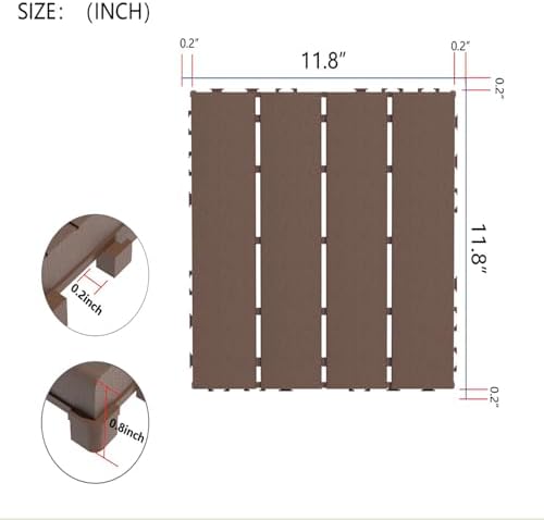 Plastic Interlocking Deck Tiles, 44 Pack Outdoor Patio Flooring, All Weather - Image 3