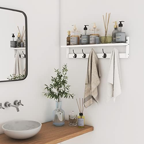 AMBIRD Wall Hooks with Shelf | Entryway Hanging Wood Coat Hooks | Wall-Mounted - Image 4