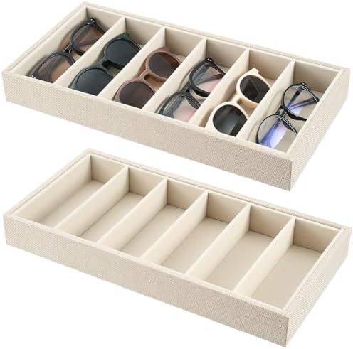 Juexica 2 Pcs Velvet Sunglass Trays 6 Grids Sunglasses Organizer by Juexica