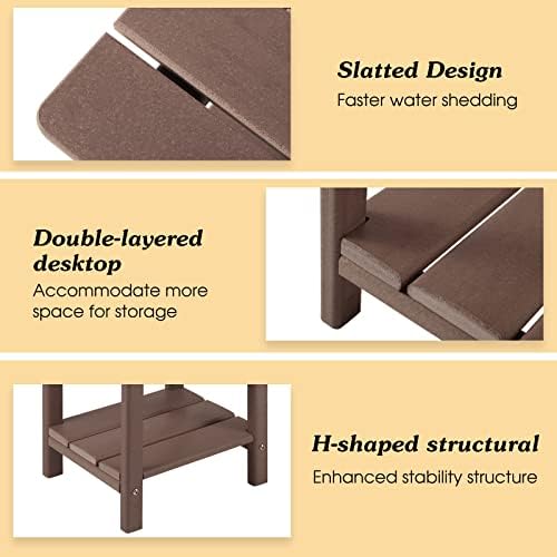 Apolimi Adirondack Outdoor Side Table, 2-Tier Sturdy Patio End Table Weather - Image 4