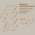 Bamboo Clothes Drying Rack, 3-Tier Tall Laundry Drying Rack - Image 4