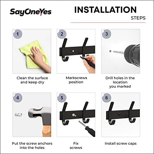 Coat Rack Wall Mount – 12 Inch Stainless Steel Hook Rail - Image 6