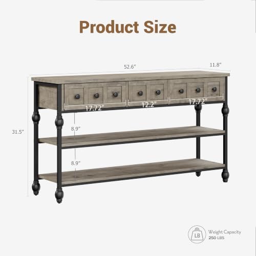 Garvee 52" Console Table with 3 Drawers, Roman Column Entryway Table, Narrow - Image 2