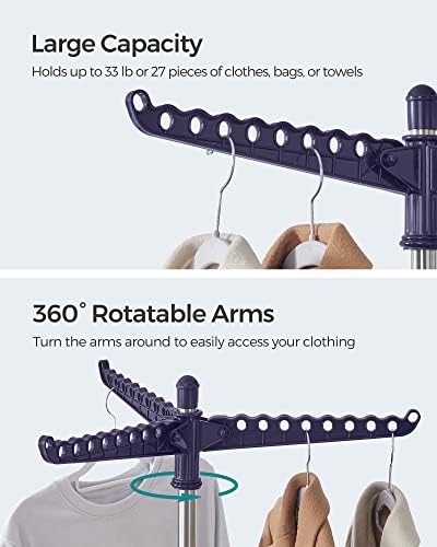 SONGMICS Clothes Drying Rack, 61.6-Inch Drying Rack, 3 Rotatable Arms - Image 4