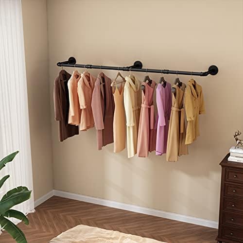 Wall Mounted Clothes Rack, 72.5in Industrial Pipe Clothing Rack - Image 7