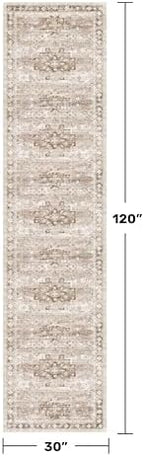 Beige Washable 2'6"x10' Extra Long Runner Rugs - Image 2