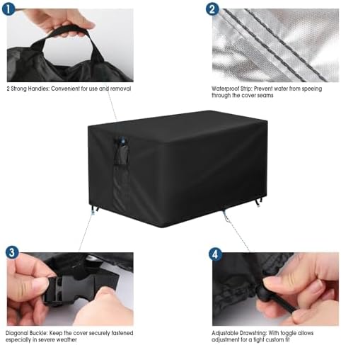 Outdoor Fire Pit Cover Rectangular Waterproof-36x26x24" - Image 4