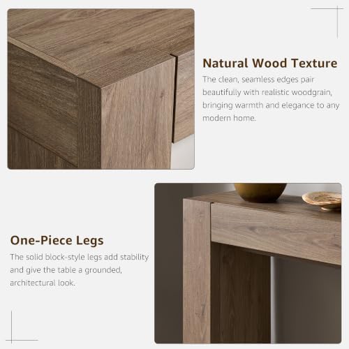 OKD 63" Console Table with Drawers, Thick Block Entryway Table, Alder Grey - Image 5