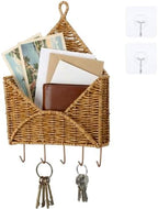 Gerrii Wicker Key Holder for Wall Rattan Mail Shape Holder by Gerrii
