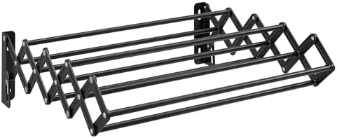 SONGMICS Clothes Drying Rack, Wall-Mounted, 9 Staggered Hanging Rods by SONGMICSbySONGMICSHOME