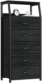 Furnulem Black Dresser for Bedroom, Fabric Dorm Tall Nightstand by Furnulem