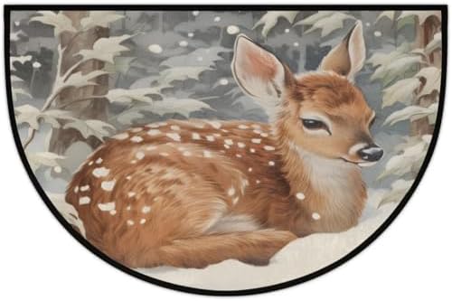Half Circle Doormat Christmas Animal Deer 36''x24''Shoe Mats - Image 5