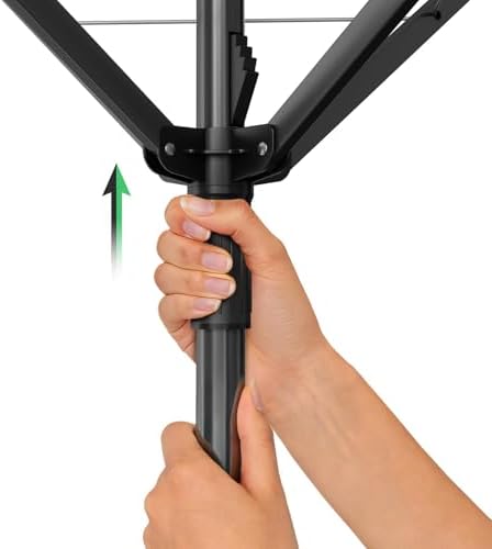 Heavy Duty Outdoor Umbrella Drying Rack, Rotating Height Adjustable Clothesline - Image 4