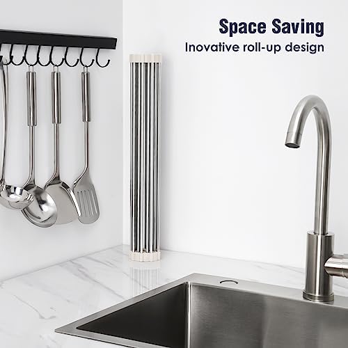 Tomorotec Roll Up Dish Drying Rack Over Sink, 304 Steel - Image 3