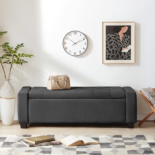 Huatean Home 48" Ottoman with Storage, Dark Gray Storage Ottoman Bench - Image 5