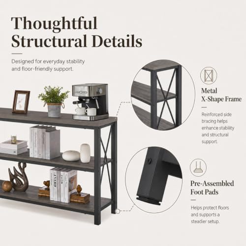 BON AUGURE 47In Entryway Table, 3-Tier Shelf Sofa Console Table - Image 6