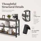 BON AUGURE 47In Entryway Table, 3-Tier Shelf Sofa Console Table - Image 6