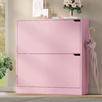 BORNOON Shoe Cabinet with 2 Flip Drawers, Slim Narrow Shoe Storage Cabinet - Image 3