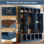Quarte Entryway Organizer with Shoe Storage, Coat Hanging, Hat Cubbies - Image 6