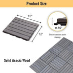 30 PCS Interlocking Deck Tiles, Striped Pattern 12"x12" Acacia Wood Outdoor - Image 2