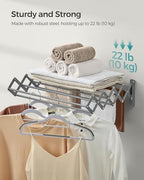 SONGMICS Clothes Drying Rack, Wall-Mounted, 9 Staggered Hanging Rods - Image 5