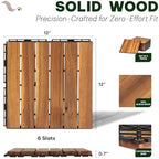 Acacia Interlocking Deck Tiles, 6 Slats, Honey Oak - Image 2