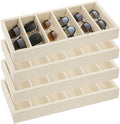 JJUNW 4 Pcs Velvet Sunglasses Organizer Tray, 6 Grids Beige by Unknown