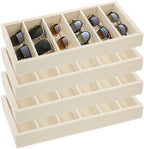 JJUNW 4 Pcs Velvet Sunglasses Organizer Tray, 6 Grids Beige by Unknown