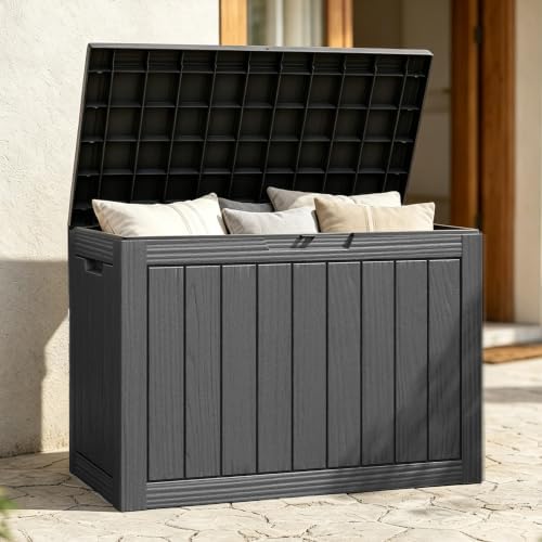 Fancyango 50 Gallon Waterproof Deck Box, Resin Outdoor Storage Box - Image 2