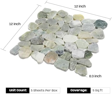 Green Pebble Tile for Shower Floor, Stone Backsplash Tiles - Image 3
