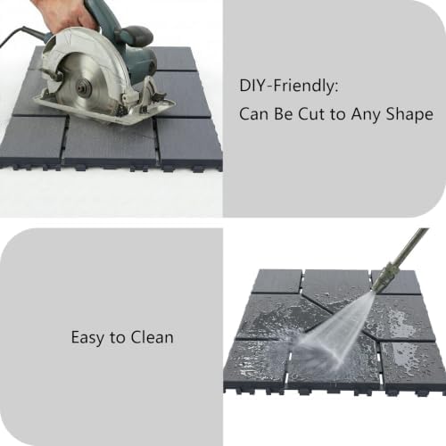 44 Pack Interlocking Deck Tiles, 12 x 12 Inch Outdoor Patio Flooring, Snap - Image 5