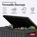Keter Kentwood 50 Gal Outdoor Storage Box and Patio Side Table - Image 4