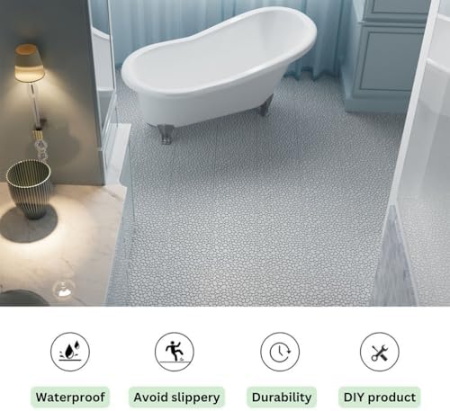 Plastic Interlocking Deck Tiles, 60 Pack, Pebble Design 12"x12" Waterproof - Image 7