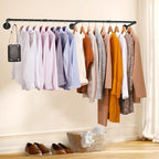 66.1" Industrial Pipe Clothing Rack, Wall Mounted Clothes Rack - Image 3
